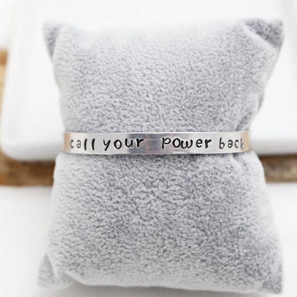Call Your Power Back - Hand Stamped Anodized Aluminum Bangle - Adjustable - Picture 11 of 11